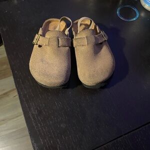 Kids Brown Suede Clogs